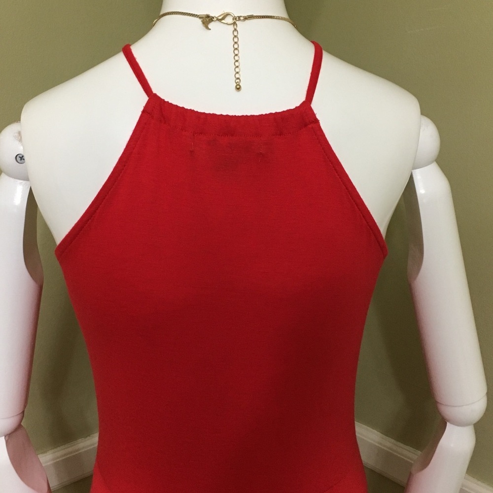JW Sleeveless Wrap Red Ruffle Dress, sz L - Picture 7 of 8